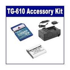 올림푸스 TG610 디지털 카메라 액세서리 키트 포함 KSD2GB 메모리 카드 SDLI50B 배터리 SDM192 충전기 - 올림푸스카메라