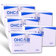 OHC 클린스왑(100매입) 5통 개별포장제품 일회용살균소독용솜알콜스왑 의약외품, 5개
