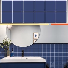 HD현대시트 주방 욕실 방수 타일 시트지 21색상 (1롤 폭50cm x 길이5미터) 커터칼 헤라 제공 시공 키트 주방시트지, 블루타일