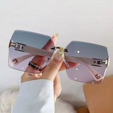 빈티지 무테 선글라스 남녀공용 그라데이션 UV400 여름, 4, 1개