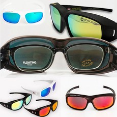 안경위에쓰는 오버글라스 플로팅 편광 선글라스, 화이트_블루 W/B