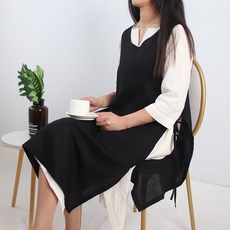 린넨 앞치마 원피스 프릴 롱 신혼 꽃집 포켓 여름 유치원 집들이 코튼 카페 바리스타 국내제작 스커트