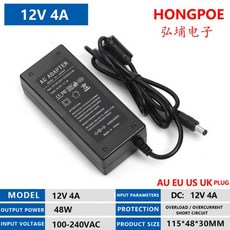 LED 스트립 조명용 충전기 컨버터 어댑터 전원 공급 장치 DC 5V 9V 12V 15V 18V 24V AC 100V 240V 1A 2A 3A 5A 6A 8A 10A, EU Plug, 12V 4A 48W, 1개