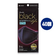 엘지생활건강 에어워셔 KF94 황사마스크(블랙 화이트), 40개입, 1개, 블랙