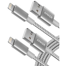 6 피트 고급 나일론 라이트닝 케이블 [2 팩] Apple MFI 인증 아이폰 충전기 iPhone XS XS Max XR X 8 8 Plus 7 7 (Silver 6ft), Silver, 6ft