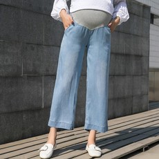 임산부레깅스 임산부바지 외부착용 텐셀 청바지 봄가을 유행패션 얇은타입 와이드팬츠 임산부 레깅스 작은키 여름옷