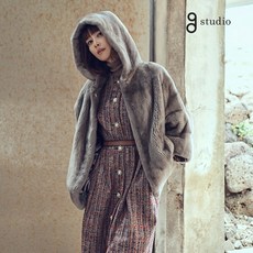 지스튜디오 22FW 코펜하겐 휘메일밍크 후드케이프