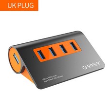 ORICO 알루미늄 USB 허브 PC 분배기 10Gbps 초고속 12V 전원 어댑터 포함 맥북 컴퓨터 액세서리 Gen2, 4 Port UK Adapter OG, 4.4 Port UK Adapter OG