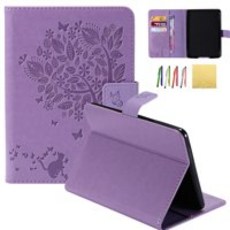Amazon Kindle PaperWhite가 달린 Kindle PaperWhite 보호커버 Allytech 엠보싱 고양이와 나무 PU 가죽 거치대가 표지를 맞대고 있다 (2018년 전 모든 PaperWhite 세대에 적합) 보라색, 상세페이지 참조