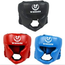 레슬링 복싱 헤드 기어 필수 프로 합성 가죽 MMAProtectorHeadgear UFC격투 유도 킥 복싱 헤드 스파링 헬멧(블루), 단일옵션