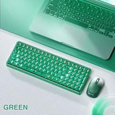 독거미키보드 정발 한글 투명 마우스 세트 콤보 무선 연결 멀티미디어, 없음, 없음, 5) Green