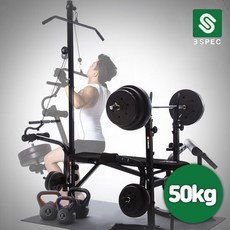 [반석스포츠] 비에스 헬스용품 디럭스 벤치프레스 50kg 세트 (중봉 150cm + PVC바벨 40kg), 세트:단품 - 비스펙601