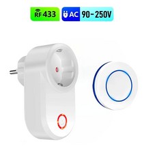 가전 제품용 소형 원형 원격 전기 콘센트 EU FR 무선 리모컨 플러그 15A 220V RF 스마트 소켓 ON OFF 433Mhz, 1개