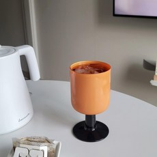 커피본색 홈카페 오렌지 블랙 고블렛잔 300ml, 1개, 오렌지+블랙 고블렛