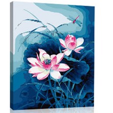 DIY 명화그리기 유화그리기세트 그림 팝아트 액자 태교, 로터스 + 50 * 60 두꺼운 내부 프레임