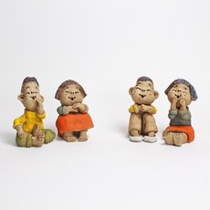 앉아있는아이들 토기 토우 인형 흙인형 소품 세트