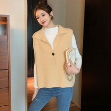 POLO 넥 런닝 여성 풀오버 아우터 와이드 무드 민소매 조끼