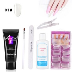 손톱연장 폴리젤 네일아트 셀프 네일아트 세트 셀프 연장, 투명면지받침 연장 6종 세트 + 1개