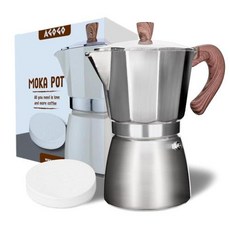 AGOGO Milano 모카 포트 스토브탑 에스프레소 메이커 그레카 커피 메이커 스토브탑 커, 1개, 4) 6 Cup300ml - 오리지널 실버