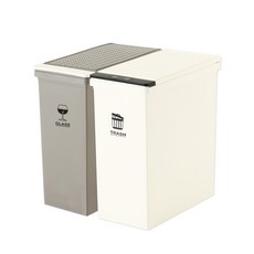 리빙스마일 분리수거함 팝업형 45L 2P세트, 아이보리+브라운
