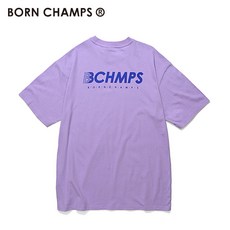 쉬즈천사샵 심플반팔티셔츠 BORNCHAMPS 드랜드 마른남자옷 순면 코튼 트렌드 이니셜 LOGO