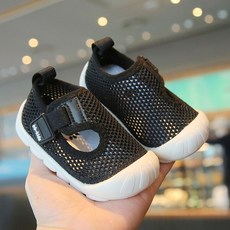 안전한 보행기 2023 여름 메쉬 통기성 프리 워커 미끄럼 방지 아기 신발 유아 소년 소녀 0-3 세 유니섹스 어린이 경량 샌들 첫, [01] 14, [07] Black, 1개