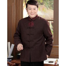 others 배 원 랭 킹 차이 나 긴팔 세트 중 산복 가을 겨울 두 꺼 운 중국 풍 중장 년 남성복 식 민족 의상 거사 복 남 개량 한 푸 자수 재킷 빨간색 - (상의) 170 (체중 100 130 근)