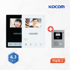 코콤 비디오폰 아날로그 KCV-434 현관초인종 KC-60 포함 세트, 화이트