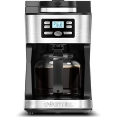 구르미아 디지털 커피머신 12컵 전자동 대형 커피메이커 일체형 커피그라인더 커피포트 스테인리스 메쉬 커피필터 4시간 유지따뜻함 및 신선도 표시 GCM3180, 12-cup + Grinder