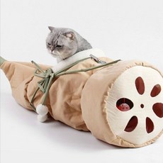 공룡알 고양이 숨숨집 바구니 고양이숨숨놀이방 연근 터널 겨울 침대, A, 1개