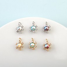 싼비즈 [7338-19]큐빅펜던트 큐빅눈꽃양고리 7x10mm 오로라 1개