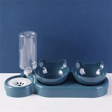 DACELL 반려동물 자동급식기 더블볼 자동급수기, 1세트