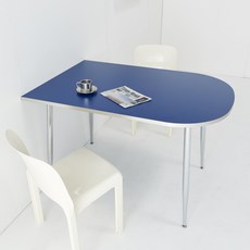 리아르 업소용 원형 사각 반타원 2인 4인 미드센츄리 모던 식당 식탁 카페 테이블, 반타원 1200x800, 마린블루