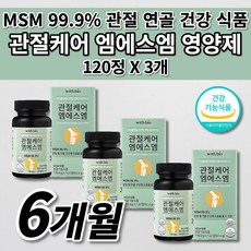 식약처 인증 관절 연골 재생 뼈 마디 근육 인대 통증 감소 기능 개선 노화 에 좋은 먹는 건강기능식품 미국산 MSN 엠에스엠 MSM 1500mg 하루 섭취 관절 영양제 120정