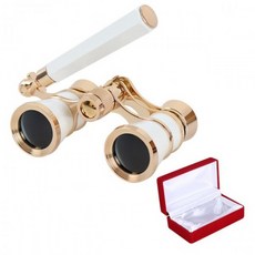 극장 오페라 공연 쌍안경 광학 렌즈 망원경 복고풍, 손잡이가 있는 흰색