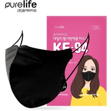 KF94 100매 대형 새부리형 블랙 국산 퓨어라이프 개별 포장세로접이형