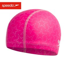 speedo / 스피드 비 타 오 로고 프 린 팅 3 층 원단 수영 모자 남녀 공용 핑크, 1개