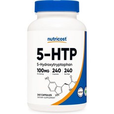 Nutricost 뉴트리코스트 5하이드록시트립토판 5 하이드록시 트립토판 100mg 240캡슐, 240.0 Servings (Pack of 1), 1개, 240정