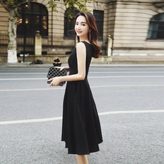 단아한 민소매 블랙 정장원피스 하객룩 BR0318