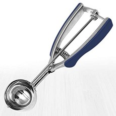 EOM 스테인리스 스틸 아이스크림 및 쿠키 스쿠프 대형 파란색 고무 그립 포함 스프링 장착 레버 디자인 셔벗 멜론 미트 - E085907PMFJJM33, 기본