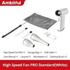 휴대용 터보 선풍기 터보 팬 휴대용 고속 브러시리스 모터 소형 선풍기 LED 조명, WHITE, 1개, 02 WHITE_01 CHINA