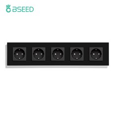 BSEED 단일 EU 소켓 이중 전원 콘센트 트리플 전기 크리스탈 유리 벽 화이트 블랙 골드 그레이 16A, Four Black_EU Standard