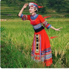 Zhuang 소수민족 윈난 댄스 의상