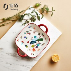 others 쟈 바 이 미식 화조 시리즈 더 블 귀 팡 반 10.75 인치 딥 플레이트 생선 찜 딤 섬 접시 도자기 식기, 상세페이지 참조