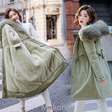 Makone여자 겨울 코트 롱 코트대외 무역 큰 털 칼라 탈파 극복 여자 중 긴 무릎 솜옷 두꺼운 가모 허리 날씬 솜옷 외투