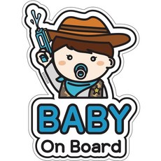 GEEKBEAR 아이가 타고 있어요 칼라 반사 차량용 스티커, 카우보이, 1개 카우보이, 1개