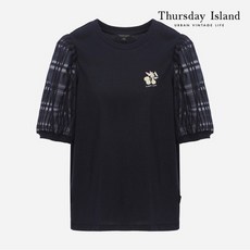 써스데이아일랜드 여성 체크 우븐 믹스 티셔츠 T224MTS235W _P355439306 (백화점정품)