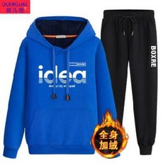남자 홈쇼핑 남성 데일리 추동 면 100% 남학생 트레이닝 세트 청소년 학생 기모와 보온 유행 한복 커플 맨투맨