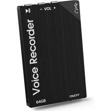 음성녹음기 64GB 디지털 750시간 녹음용량 녹음장치 재생 회의에 적합한 MP3로 사용 가능 블랙 4.5X7X0.7