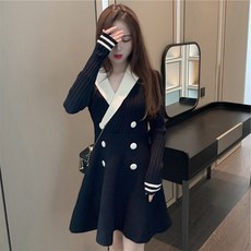 랩니트원피스 뜨개질원피스 저지원피스 니트플 여자가을패션 학원 무드 허리보정 슬림핏 셀럽 셋업 미디롱